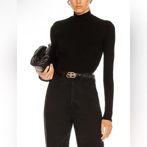 Agolde Rib Knit Turtleneck Bodysuit in Black Size Large (NWOT)